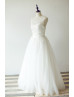 Beaded Ivory Lace Tulle Anniversary Wedding Dress